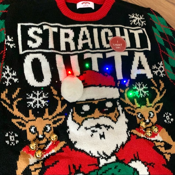 Straight Outta Light-up Ugly Christmas Sweater NWT - Picture 7 of 10